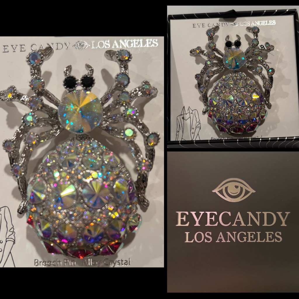 Eye Candy Halloween Iridescent Spider Brooch / New In Box / Cross Posted